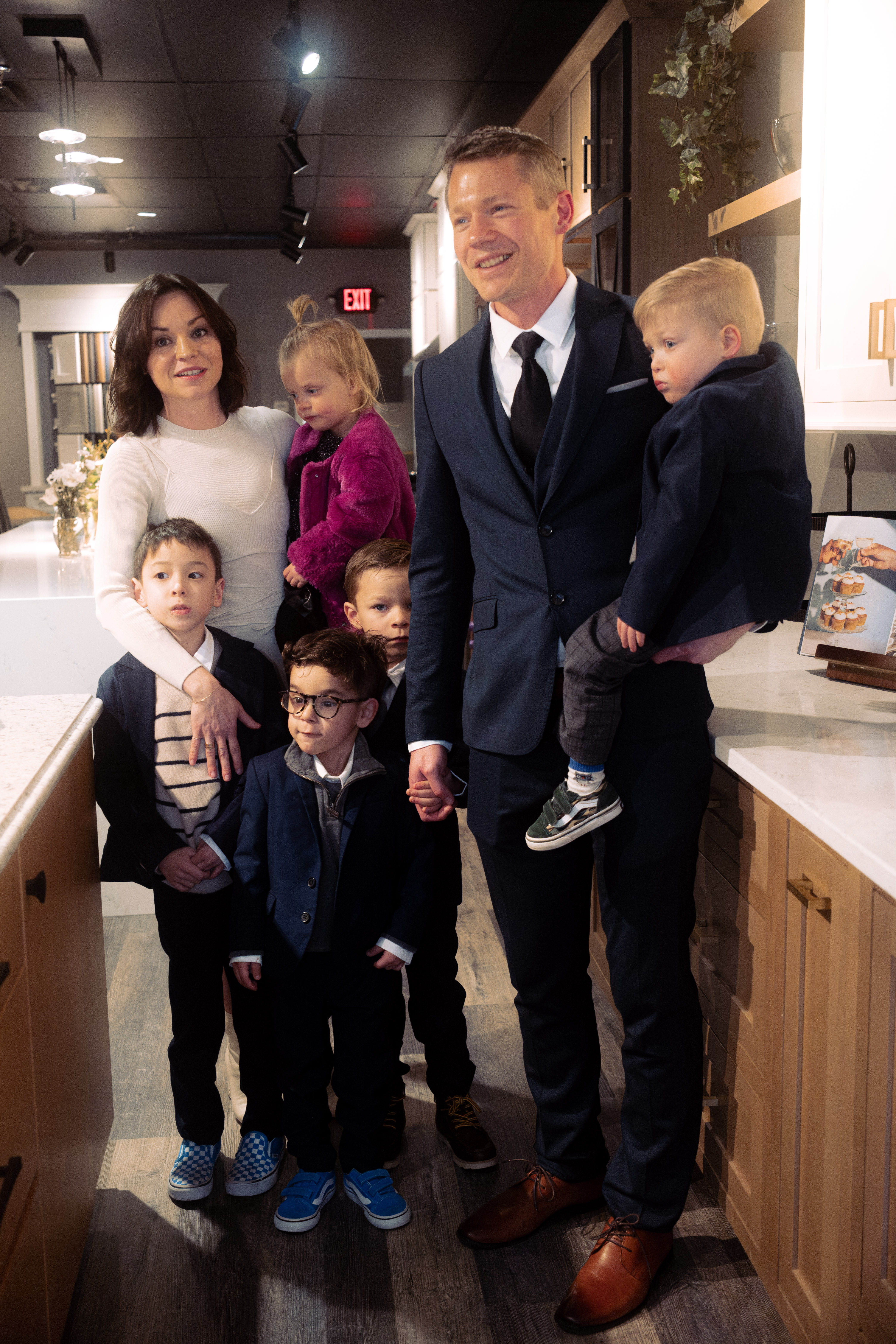 Chris Schults with his wife and five children at a family celebration
